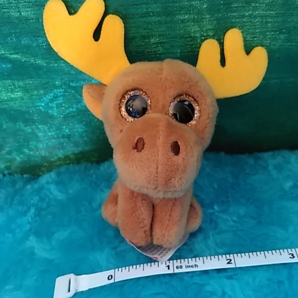 Mini big sparkle eye moose Ty Beanie - Chocolate